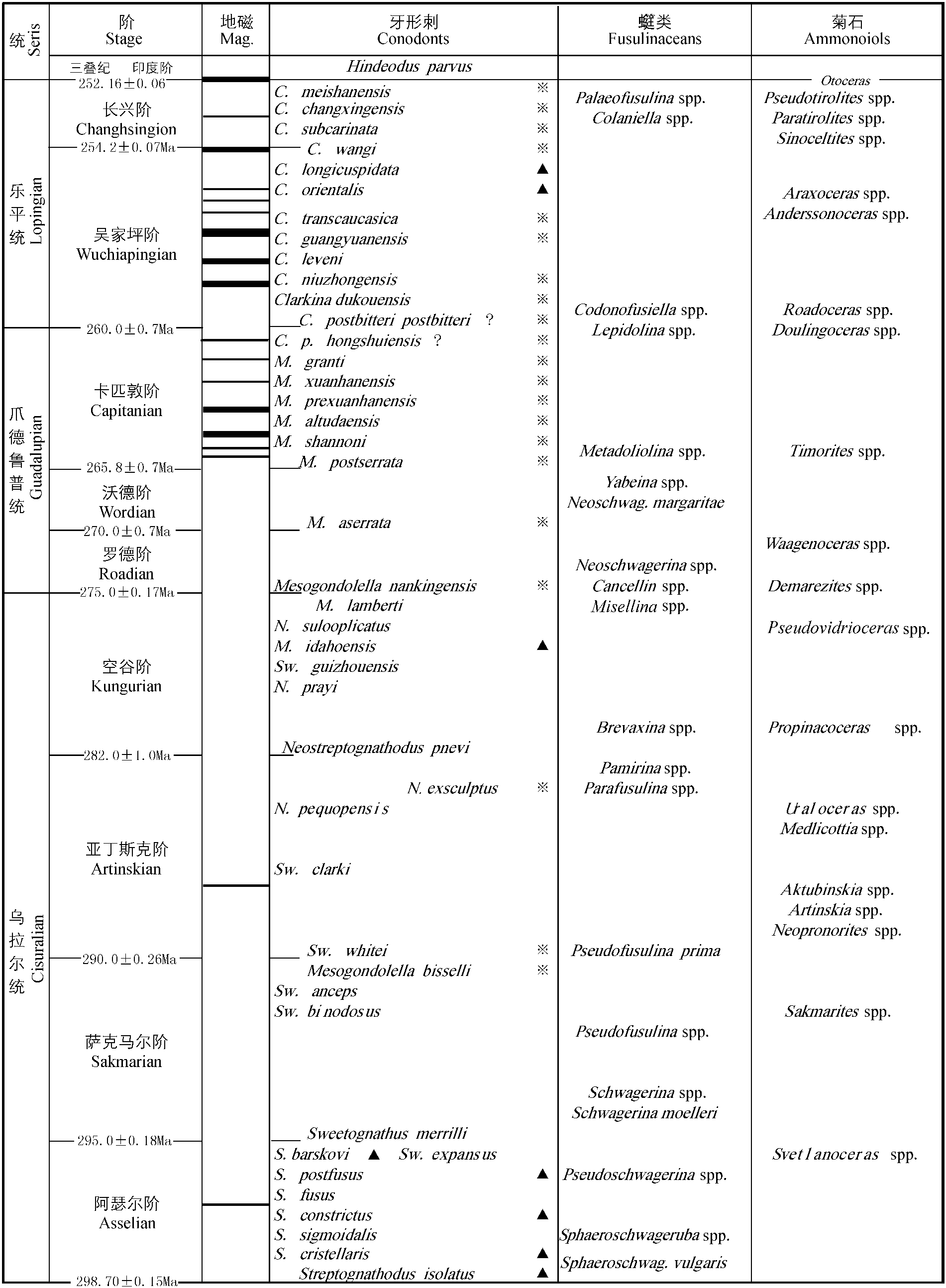 中国二叠纪牙形刺生物带